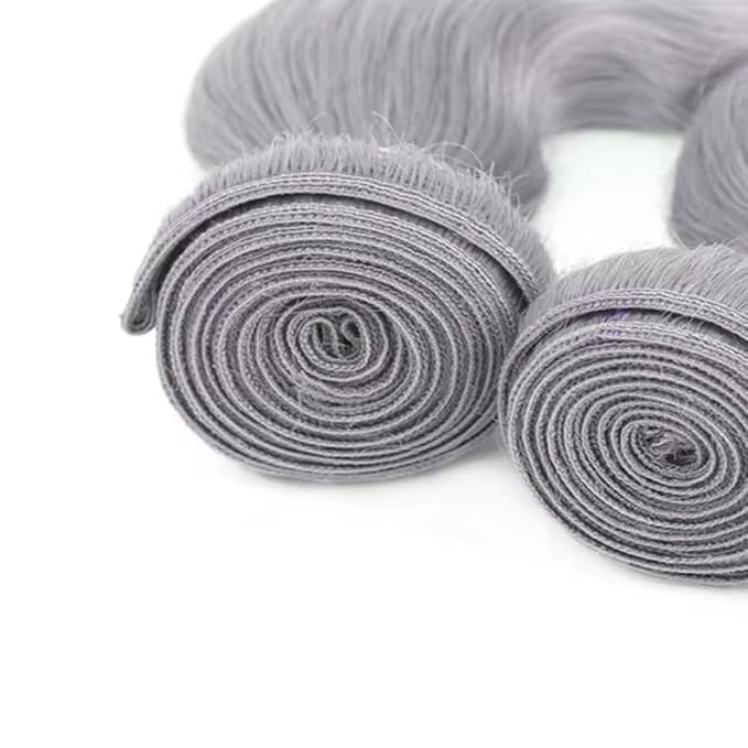 28 30 32 Inch Gray Bundles Human Hair Grey Body Wave Bundles Niegmeag Brazilian Virgin Remy Hair Extensions Double Weft Soft And Silky Silver Body Wave Bundle