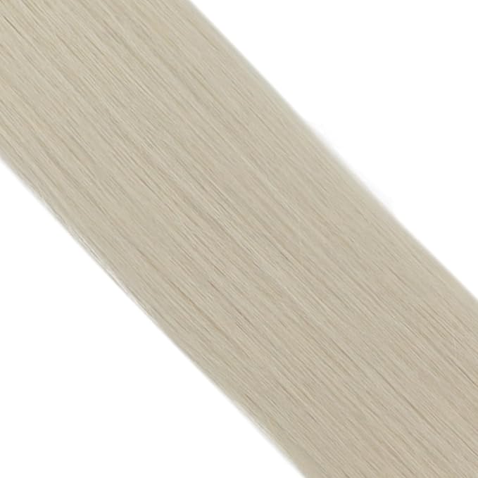 Full Shine Blonde Virgin Injected Tape in Hair Extensions 5Pcs Color 1000 Ice Blonde Seamless Skin Weft Machine Remy Tape in Extensions 24 Inch Hair Extensions Real Human Hair 12.5 Gram for Women