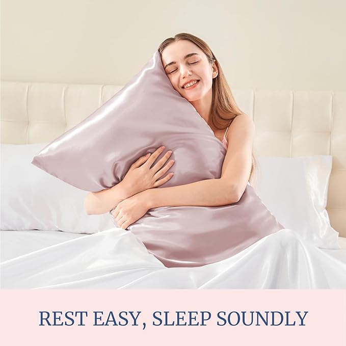 BEDELITE Satin Pillowcase for Hair and Skin, Super Soft Similar to Silk Pillow Cases 4 Pack with Envelope Closure, Cooling Pillowcases for Women Men (20"x26" Standard Size, Lotus Pink)