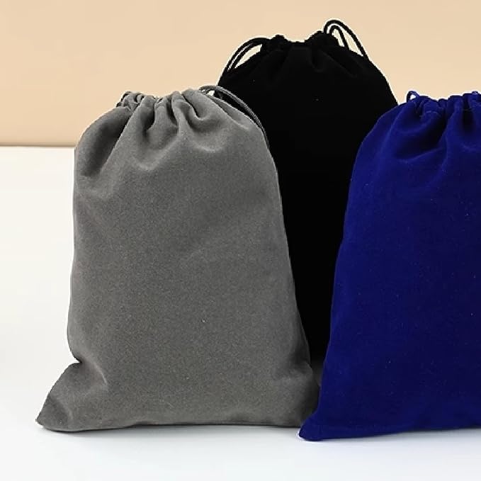 Aestivate 8 Pack Large Velvet Drawstring Pouch, Velvet Bag 8×10 Inch Storage Bag Cosmetics Pouches Dust Bag 8 Pieces(Dark Grey)