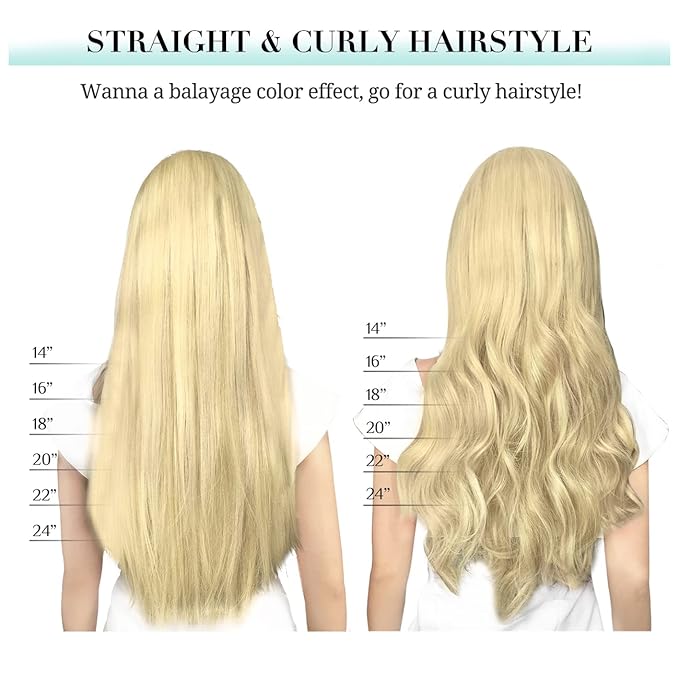 DOORES Clip in Human Hair Extensions, Dirty Blonde 12 Inch 7pcs 80g, Thick Silky Straight Hair