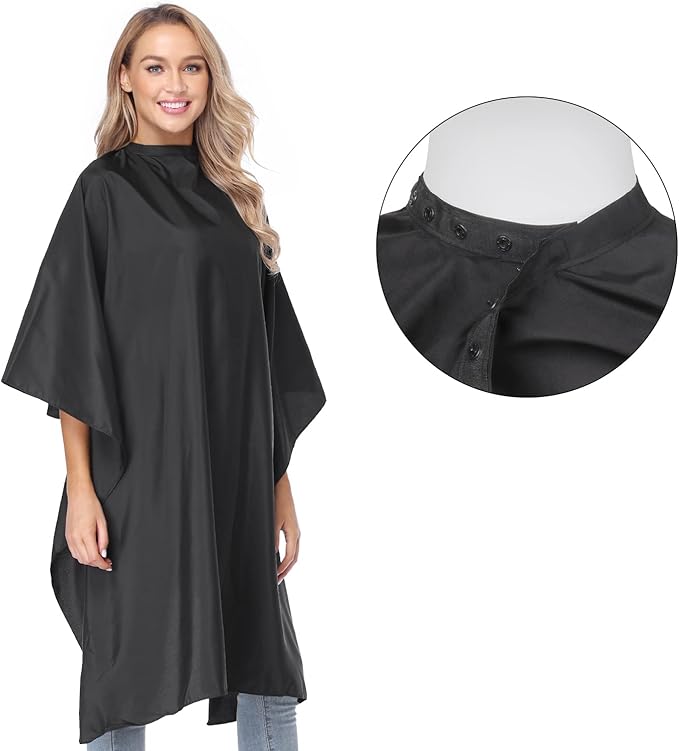 Professional Salon Barber Cape for Men/Women - Hairdressing Waterproof Hair Cutting Cape with Adjustable Snap Closure
