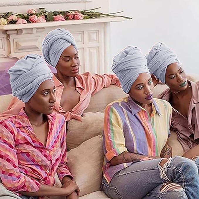 Harewom Head Wraps for Black Women Stretch Head Scarf Long African Hair Wraps Turban Headwraps Jersey Headbands