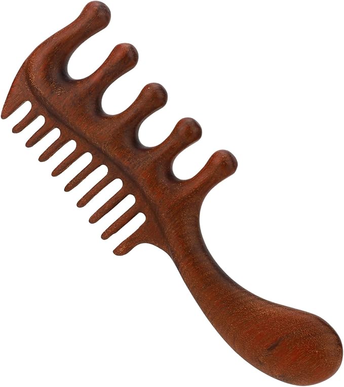 Scraping Massage Comb, Wooden Scalp Massager with Wide & Fine Tooth Scalp Relaxation Tool for Hair Caring Gift