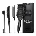 Detangler Brush for Curly Hair, Lightweight Curly Hair Brush with Vented Design for Easy Glide, Effortlessly Detangles Without Pulling or Snagging, Suitable for All Wet and Dry Hair Types (Black)