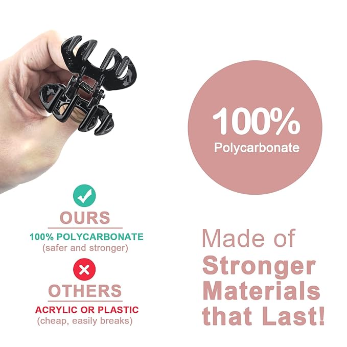 MAORULU Hair Clips for Women Girls Kids, 1.5 Inch Mini Hair Jaw Clips, Tiny Hair Claw Clips for Thin/Medium Thick Hair, Octopus Clip with Gift Box (Black & Clear, 10 Pack)