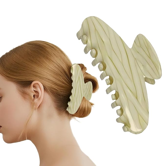 French Hair Claw Clips for Women Grils,4 Inch Strong Hold No Slip Grip Accessories Acetate Material,Not Easily Damaged,Thick or Thin Hair (Yellow)