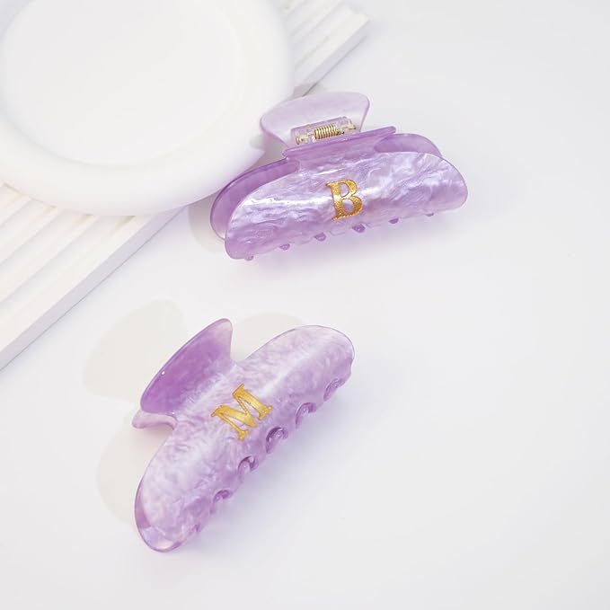 Birthday Gifts for Girls - Purple Acrylic Letter Hair Clips, Monogram Hair Claw Alphabet Large Hair Clip, Fashion Glitter Claw Clips, Teen Girl Gifts Trendy Stuff, Letter C