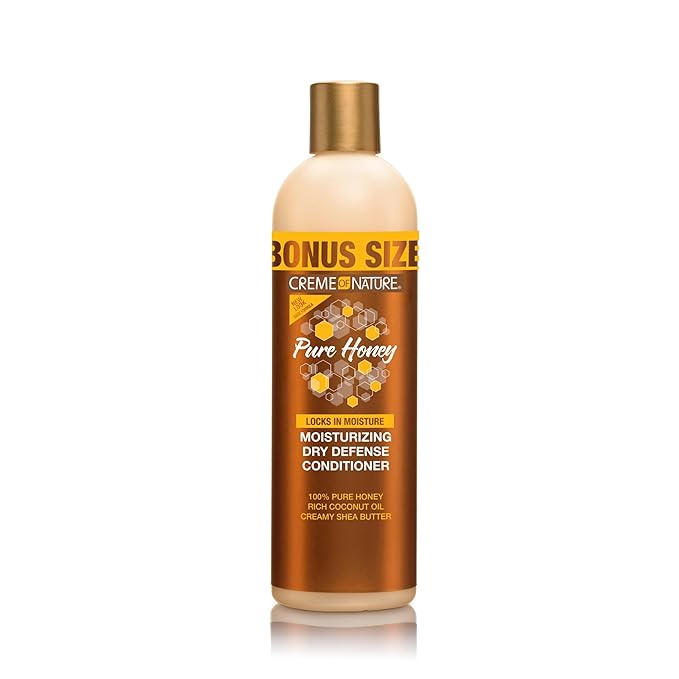 Creme of Nature Pure Honey Moisturizing Dry Defense Conditioner, Hydrating Formula with Coconut Oil & Shea Butter, Detangles & Softens Dry Hair, Sulfate-Free, 15.2 oz