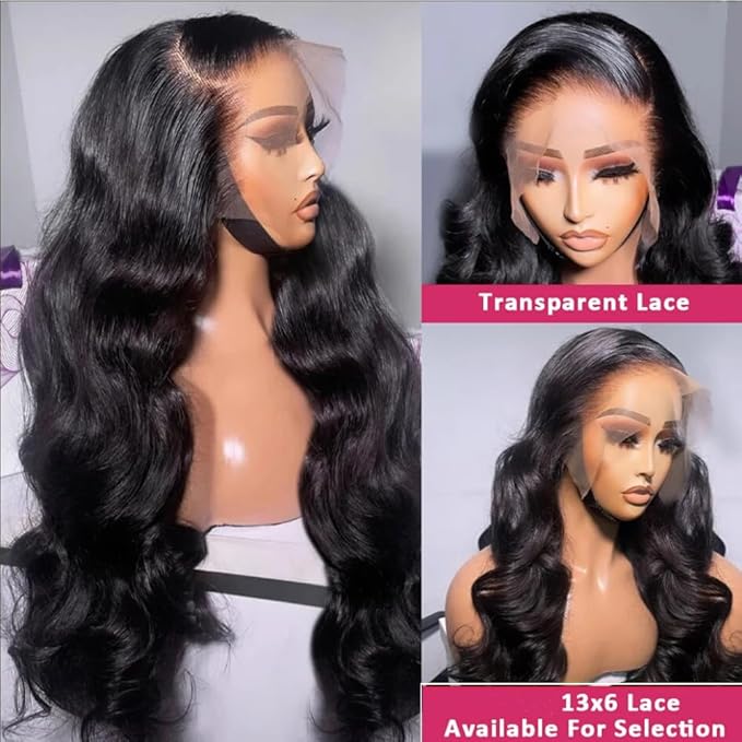 13x6 Body Wave Lace Front Wigs Human Hair Pre Plucked 200 Density HD Transparent Lace Frontal Wigs Human Hair for Women 9A Glueless Wigs Human Hair with Baby Hair 20Inch