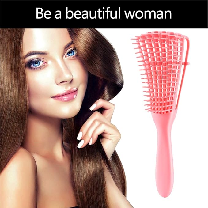 Hair Brush for Afro America/African Hair Textured 3a to 4c Kinky Wavy/Curly/Coily/Wet/Dry/Oil/Thick/Long Hair, Detangling Brush for Women (2 pcs, Pink-Black)