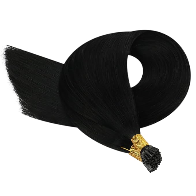 YoungSee I Tip Hair Extensions Human Hair Black 18 Inch Itip Human Hair Extensions Black I Tip Extensions Cold Fusion Itips Hair Extensions Human Hair Keratin Tip Extensions for Everyday Wear 60s 50g