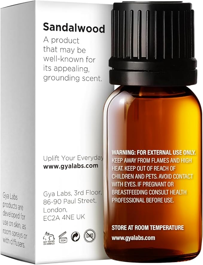 Gya Labs Sandalwood Essential Oil - 0.34 Fl Oz - for Hair, Skin, Diffuser, Aromatherapy & DIY Candle Making Scent