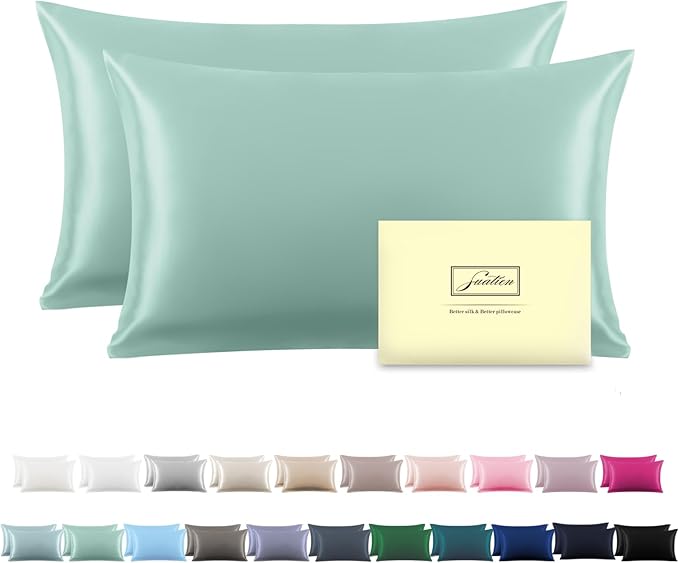 Silk Pillowcase for Hair and Skin,Soft,Breathable and Sliky Standard Size Pillow Cases Set of 2,Both Sides Natural Mulberry Silk Pillowcases with Hidden Zipper(Standard Size 20"X 26",2pcs)