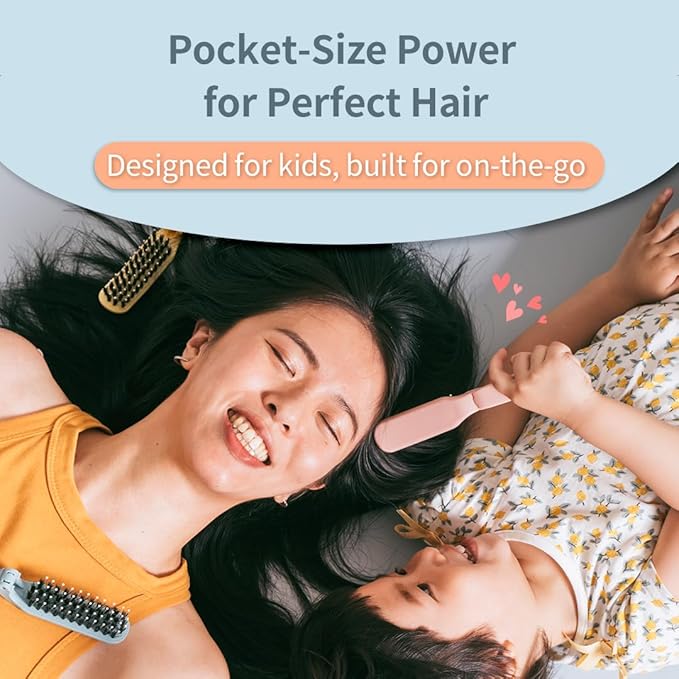 Uffy MiniPop Travel Hair Brush – Mini Folding Boar Bristles for Women, Men & Kids | Kid-Friendly Compact Comb for Wet & Dry Hair, Curly or Straight | Pocket-Size Detangler – Lemonade