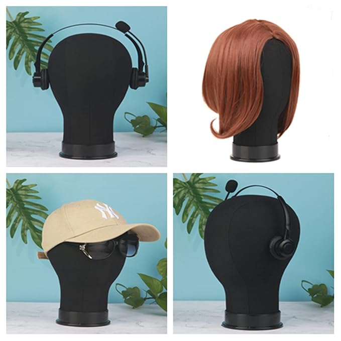 Wig Head 22Inch Canvas Block Head Wig Stand with Mannequin Head for Making Wigs Display Styling