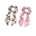 Dachshund Cat Elastic Hair Ties No Damage Ribbon 2 Piece Stylish Satin Hair Scrunchies for Women Travel Soft Ponytail Holder Knotted Bow