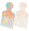 2Pcs Afro Pick, Wide Hair Pick Comb Afro Styling Tool for Curls Detangling Lift, Unisex Portable Grip Textured Scalp Massage Comb