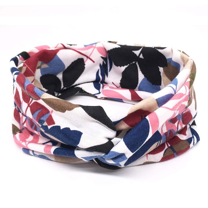 DRESHOW 6 Pack Headbands for Women Boho Headbands Vintage Flower Elastic Workout Yoga Sports Facial Knotted Crocheted Elastic Head Wrap
