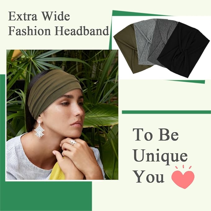Extra Wide Headbands For Women 7'' Large Headband Twist Head Bands Women's Hair Band Stretchy Turban Styling Accessories 8 Pack