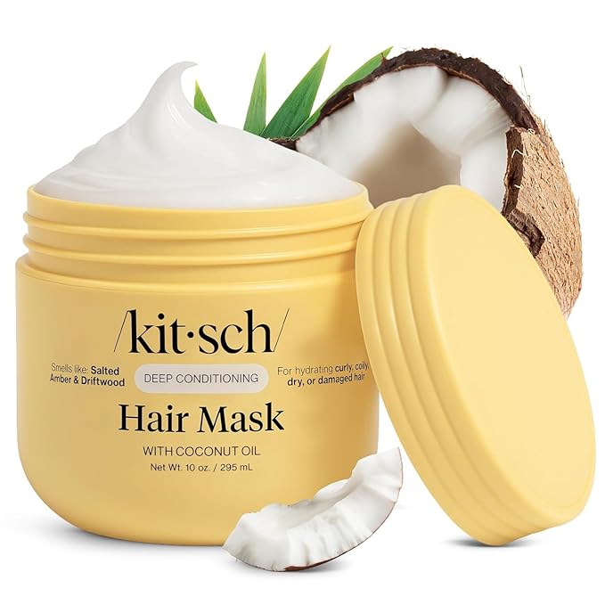 Kitsch Deep Conditioning Hair Mask – Moisturizing Hair Mask for Damaged Hair with Coconut Oil – Hydrating, Strengthening & Frizz-Reducing Hair Care Treatment for Curly, Coily & All Hair Types - 10 oz