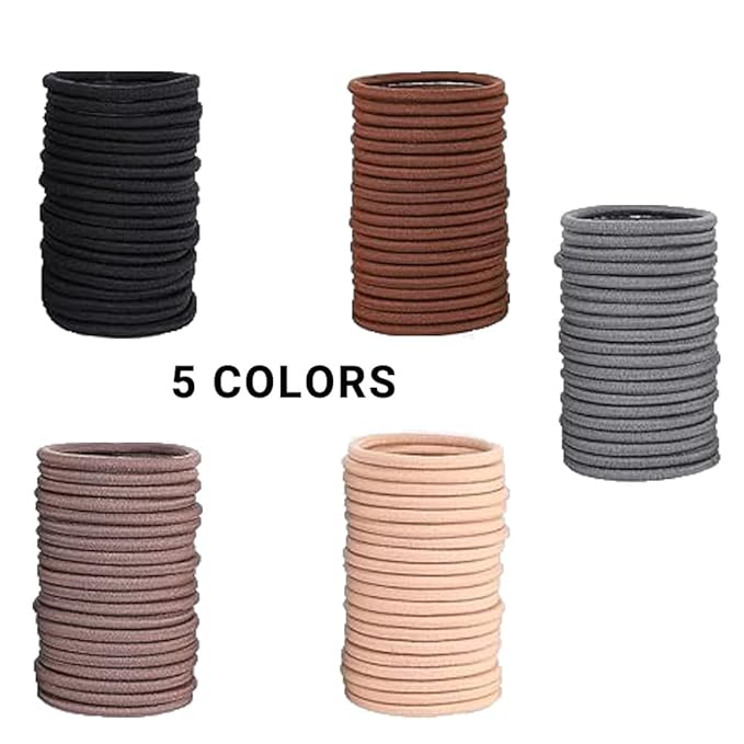 Multi-color Hair Ties Hair Elastics Rubber Bands No Damage for Thick and Curly Hair Long-Lasting Braids Ponytails Holders All Hair Types Pain-Free Hair Accessories for Women or Men 50 PCS 4MM
