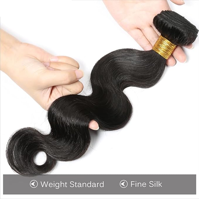 Human Hair Bundles Color 1B Body Wave Bundles Hair Extensions Grade 8A Virgin Remy Hair 1 Bundle 26 Inch Double Weft Natural Black Body Wave Hair Weave