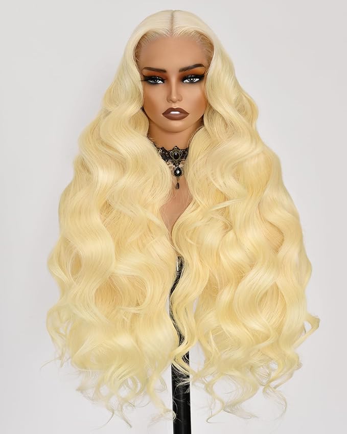 Alididi 613 Lace Front Wig Human Hair 13x4 Blonde Body Wave Hd Transparent Lace Frontal Wigs Human Hair Pre Plucked With Baby Hair 180% Density Blonde Glueless Wigs Human Hair 24 Inch