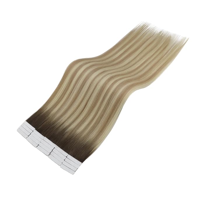 Full Shine Virgin Tape in Hair Extensions Human Hair 5Pcs Color 2/18/22 Balayage Injection Tape in Extensions 18 Inch Machine Remy Human Hair Extensions Seamless Skin Weft Tape in Hair 12.5Gram