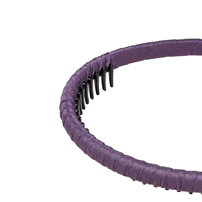 SHE'S FREE STYLE JUST FOR YOU Upgraded Classic Thin Headbands for Women, Non-Slip Polyester & Plastic Hair Bands with Teeth for Strong Hold Grip, Durable Hair Accessories (Coffee Brown-F2, Upgrade)