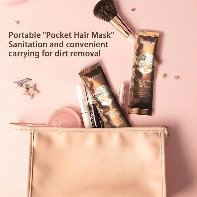 augeas Argan Oil Extra Moisturizing Smooth Hair Mask 15mL/pack (10 packs) Keeps hair Color Last Longer Up to 6 Weeks (Traveling, Single Use, First Time Test Trying Convenience Packages)
