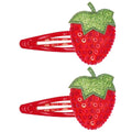 IKOLA Snap Hair Clips for Girls, Sequin Strawberry Hair Clips Water Drop Non Slip Fabric Hair Barrettes Sparkly Hair Accessories for Kids, Toddler Girls - Red