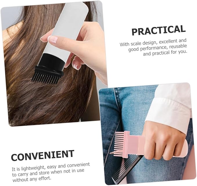 3pcs Hair Dyeing Comb Applicator Bottles Root Bottle with Graduated Scale Reusable Hair Oil Application for Precise Coloring