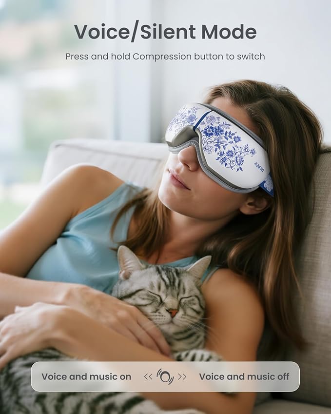 RENPHO Eyeris 1 Eye Massager with Heat, Christmas Birthday Gifts for Mom Dad Women Men Her Him, Sleep Mask with Heat Bluetooth Music, Relax Eye