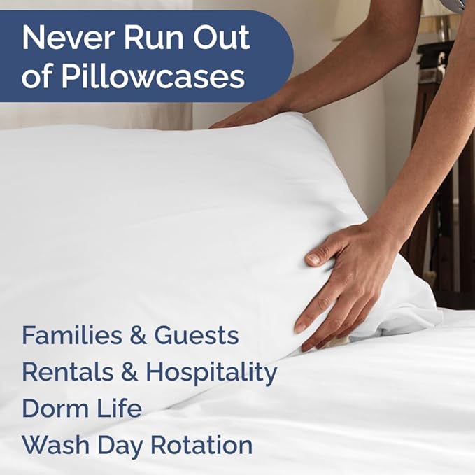 King Pillow Cases Set of 8 - Ultra Soft Hotel Quality Pillowcase Covers - Comfy & Wrinkle Free - Shrink, Stain and Fade Resistant - Easy-Care, Machine Washable Pillow Protectors - 8 Piece Set - White