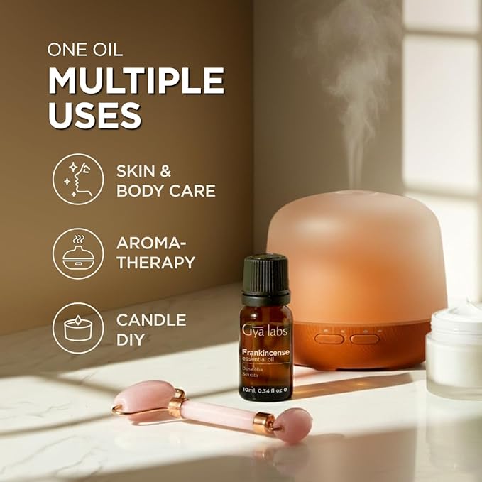 Gya Labs Frankincense Essential Oil - 0.34 Fl Oz - for Hair, Skin, Diffuser, Aromatherapy & DIY Candle Making Scent
