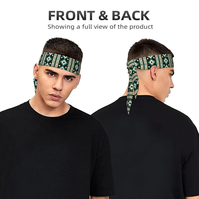 Boys Girls Tribal Navajo Aztec Geometric Ethnic Pattern Sports Sweatband Multi Style Beauty Skinny Hair Band Headdress for Yoga Travel Spa