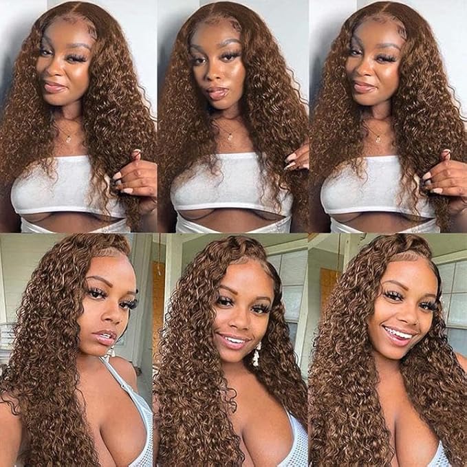 Brown Water Wave Bundles Human Hair Dark Brown Bundle Niegmeag Peruvian Virgin Remy Hair 3 Bundles 16 18 20 Inch Double Weft Color 4 Wet and Wavy Bundle Hair Weave