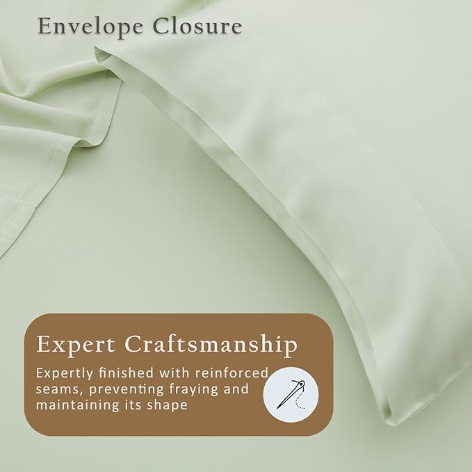 TOSMO Luxury Pillow Case Set of 2 - Cooling Viscose Derived from Bamboo, Oeko-TEX, Breathabl Silky Soft Pillow Cases with Envelope Closure (King / 20x36, Light Green)