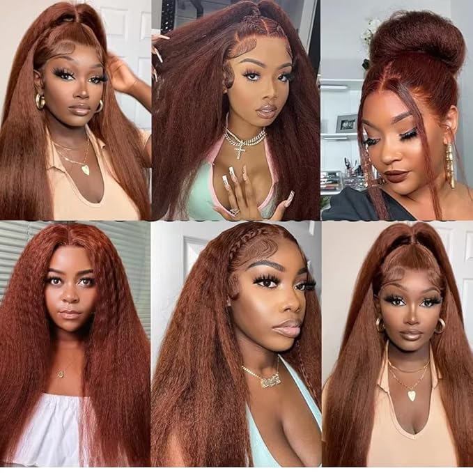 28 30 32 Inch Color 4 Yaki Straight Bundles Brown Human Hair Bundles Niegmeag Peruvian Virgin Remy Hair Extensions Double Weft Dark Brown Kinky Straight Bundle