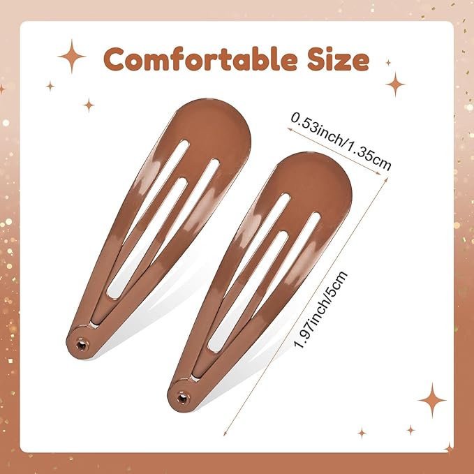 2 Inch Brown Hair Clips Barrettes Metal Snap Clips for Women Durable Water Drop Ideal Hair Accessories for Hairdressing Wedding and Everyday Use 20 pcs