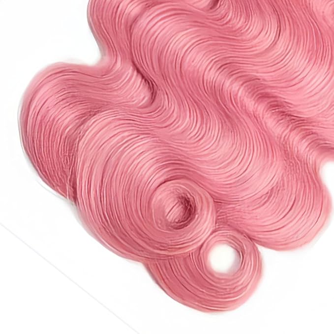 Pink Body Wave Bundles Human Hair Light Pink Bundles 28 28 28 Inch Niegmeag Unprocessed Peruvian Virgin Remy Hair Extensions
