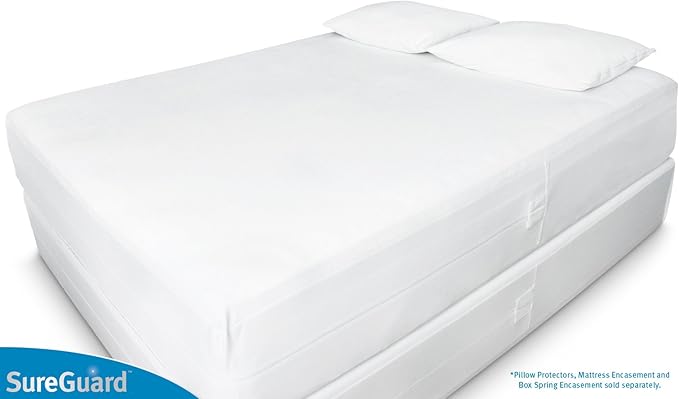 Set of 2 Body Size SureGuard Pillow Protectors - 100% Waterproof, Bed Bug Proof, Hypoallergenic - Premium Zippered Cotton Covers - Smooth