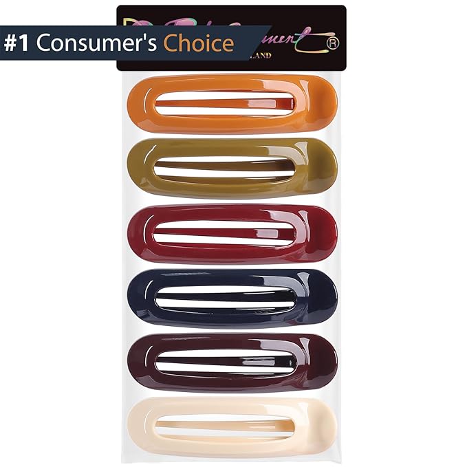 RC ROCHE 6 Pcs Flat Claw Hair Clips for Women Alligator French Barrette Long Thick Hair Duckbill Curved No Slip Grip Lay Flat Side Slide Firm Classic Styling, Medium Classic Multicolor