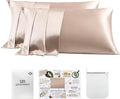 PROMEED 23 Momme Silk Pillowcase 2 Pack with Zipper, 3rd Gen Grade 6A+ 100% Mulberry Silk Pillow Case Set of 2, Cooling Pillow Cases for Hot Sleepers (Standard 20"x26", Champagne)