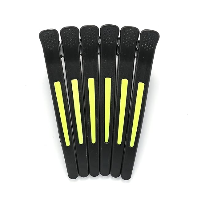 6Pcs/set Pinup Plastic Duck Bill Hair Clips for Sectioning Hair - Professional Non Slip Silicone band Clips Salon DIY Accessories Hairpins Hairgrip for Women(Blcak-Style3)