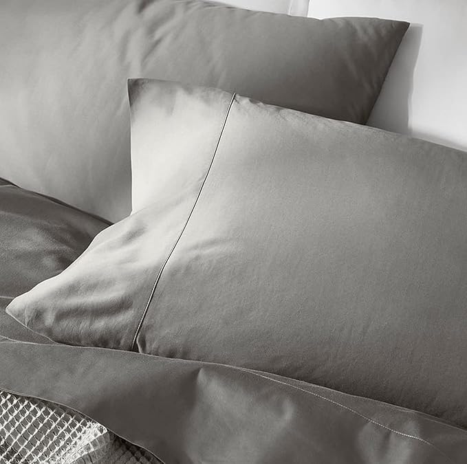 Boll & Branch Signature Hemmed Pillowcase Set - King, Stone - Luxury 100% Organic Cotton - Buttery Soft and Breathable - Softer with Every Wash - 2 Pillowcases Included