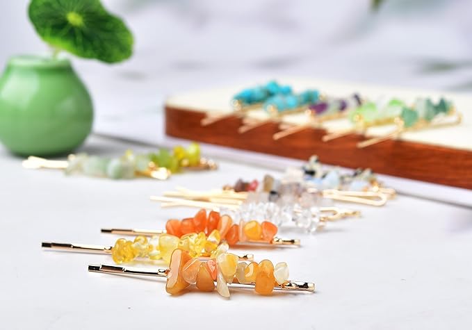 Crystal Hair Pins Gemstone Jeweled Bobby Pin Decorative Hair Accessories for Women Colorful Hairpins Set of 15