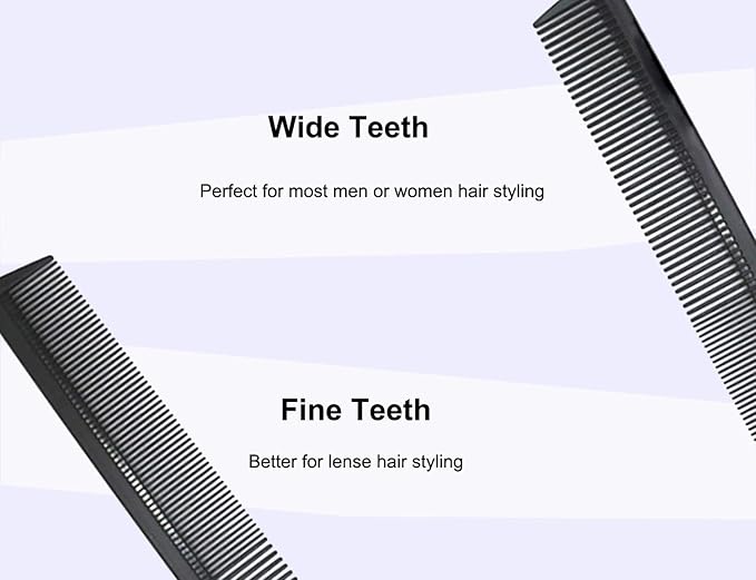Carbon Fiber Cutting Comb, Professional 8.15” Styling Comb, Hairdressing Comb For All Hair Types, Fine and Wide Tooth Hair Barber Comb