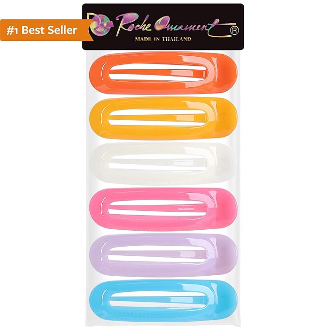RC ROCHE 6 Pcs Flat Claw Hair Clips for Women Alligator French Barrette Long Thick Hair Duckbill Curved No Slip Grip Lay Flat Side Slide Firm Classic Styling, Medium Jelly Candy Multicolor